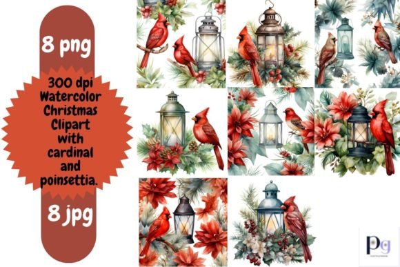 Cardinal Christmas Birds Clipart: Premium Illustrations