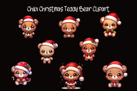 Chibi Christmas Teddy Bear Clipart & Illustrations Review
