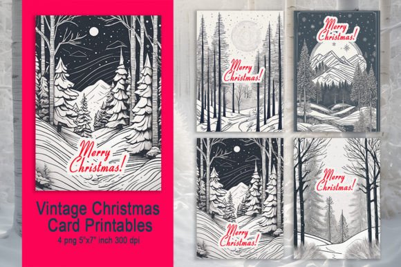 Christmas Card Merry Christmas Line Draw Illustrations