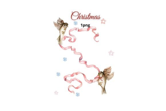Christmas Composition with Bird Sparrow: Premium Illustrations