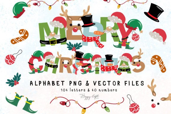 Christmas Letters Numbers Sublimation: Festive Illustrations