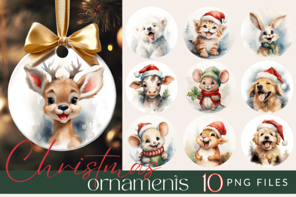 Christmas Ornament Sublimation Bundle: Festive Illustrations