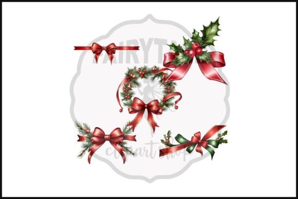 Christmas Ribbon Decor Clipart & Illustrations Review
