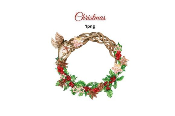 Christmas Wreath with Fir Branches: Premium Illustrations