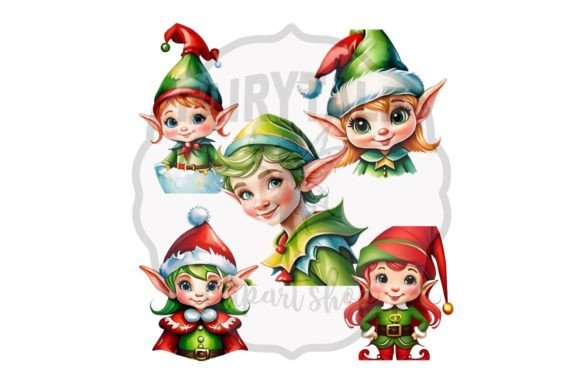 Cute Christmas Elves Clipart: Festive Illustrations