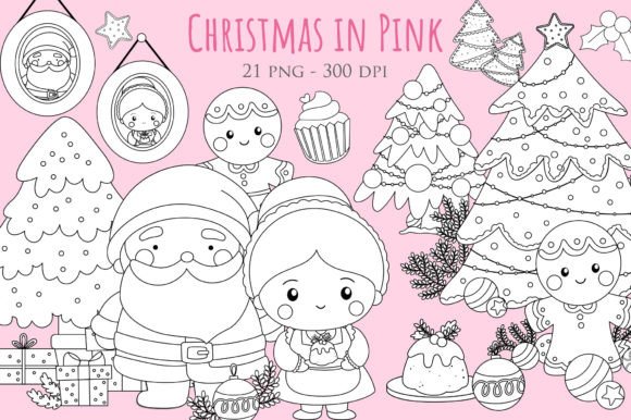 Cute Christmas Santa Claus Cartoon Stamp Illustrations