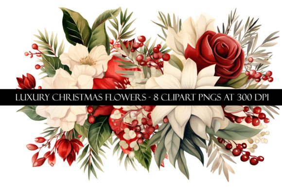 Luxury Christmas Flower Clipart: Premium Illustrations