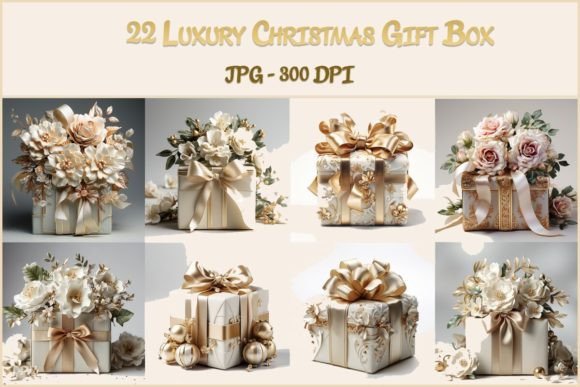 Luxury Christmas Gift Boxes Bundle - JPG Illustrations