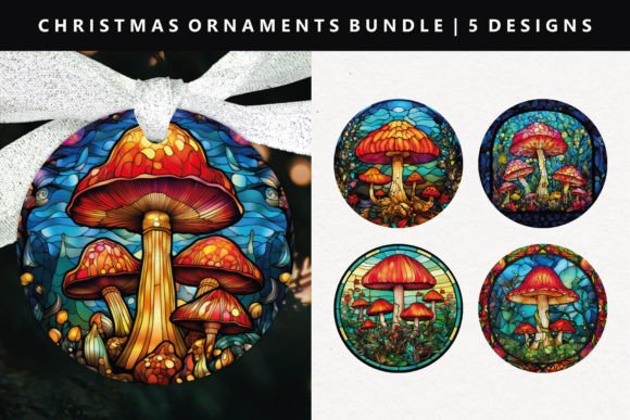 Mushroom Christmas Ornament Design: Festive Illustrations