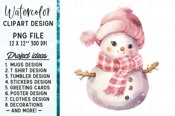 Pink Snowman Clipart: Festive Illustrations