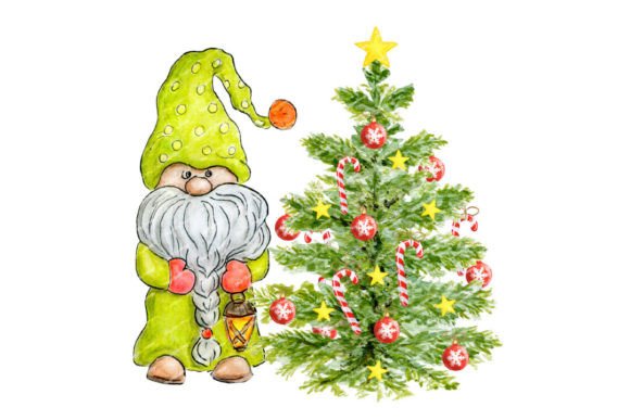 Review: Christmas Gnome Fir Tree Watercolor PNG for Embroidery