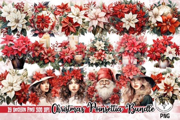 Review: Christmas Poinsettia Bundle Clipart PNG for Embroidery