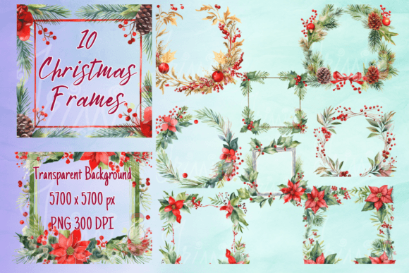 Review: Christmas Wreath Watercolor - 10 Frames Illustrations