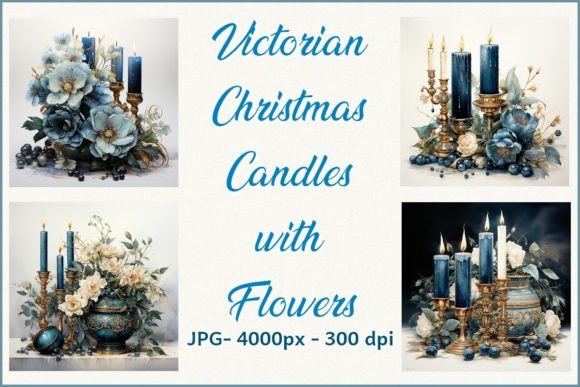 Victorian Christmas Candles: Elegant Illustrations