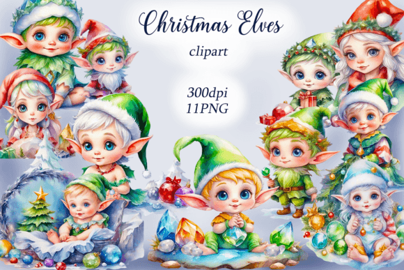 Watercolor Christmas Elves Clipart & Illustrations Review
