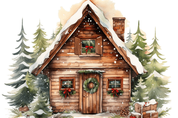 Winter Christmas House Illustration PNG Review