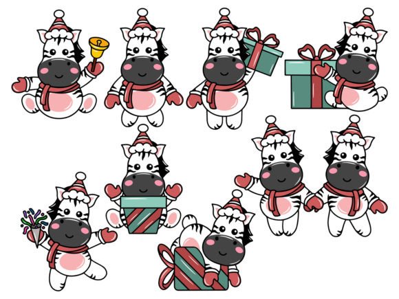 Zebra Cartoon for Christmas Day: Fresh Illustrations